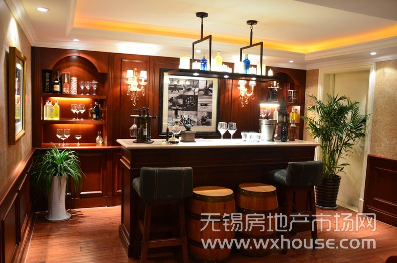 户型315平米九宫玉府样板房：负二楼酒吧台      